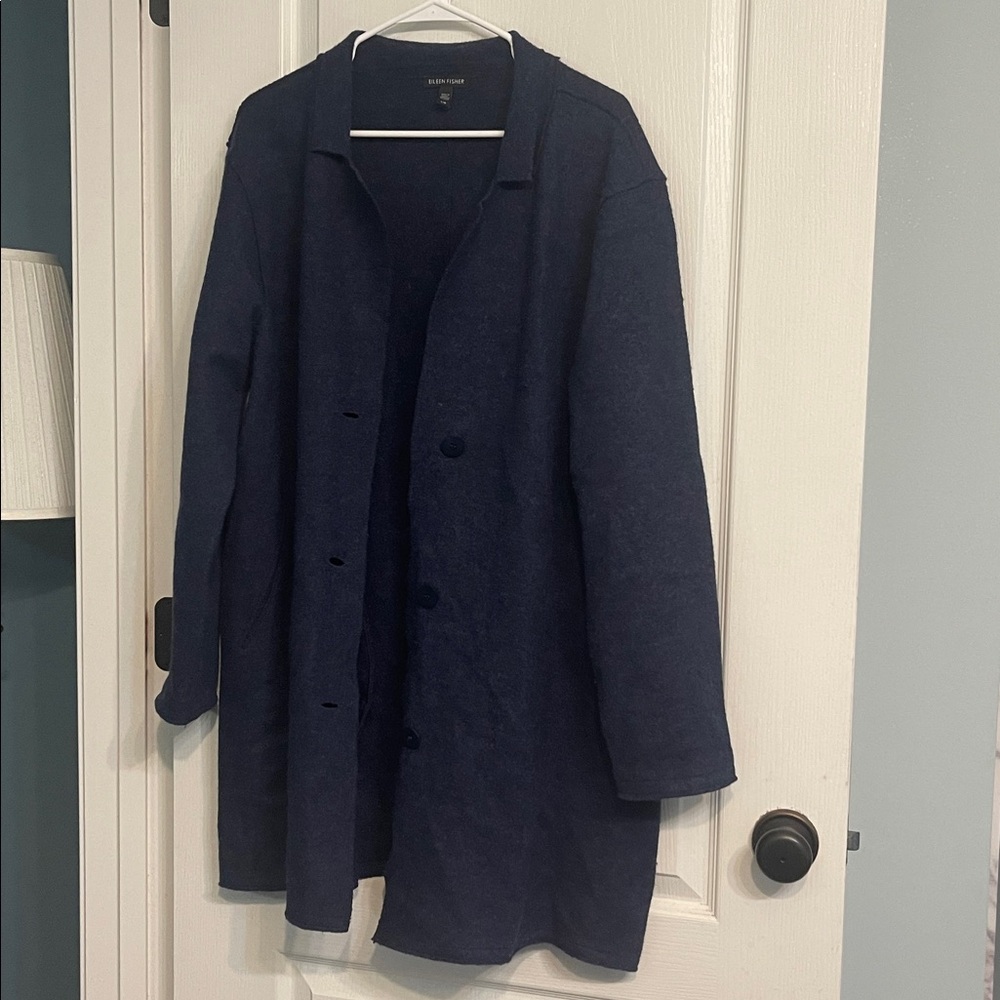 Eileen Fisher Deep Blue Long Wool Sweater